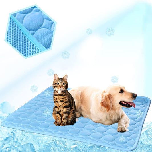 Washable Dog Cooling Mat Ice Silk Cooling Mat for Dogs Pet Self Cooling Pad Blanket Dog Cool Pad for Indoor & Outdoor Car Seats (Blue, 40X28 In)